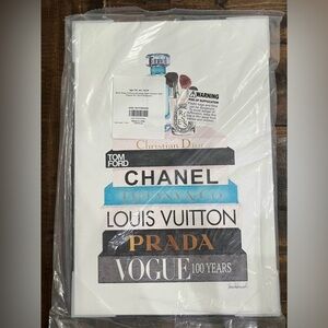 Book Stack Perfume Brushes Glam Fashion Watercolor Wall Plaque, 13x19